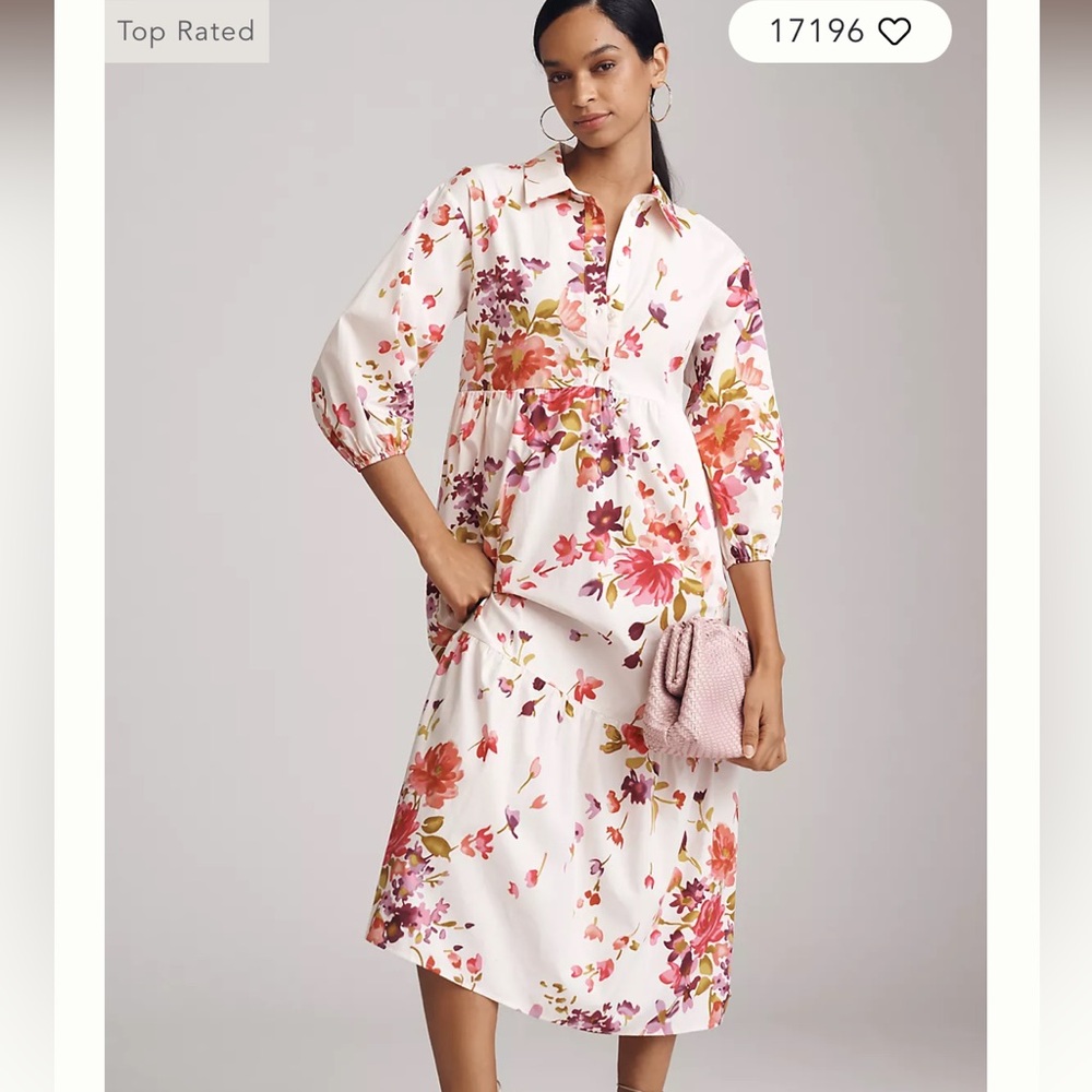 The Bettina Tiered Shirt Dress by Maeve SZ XS PETITE